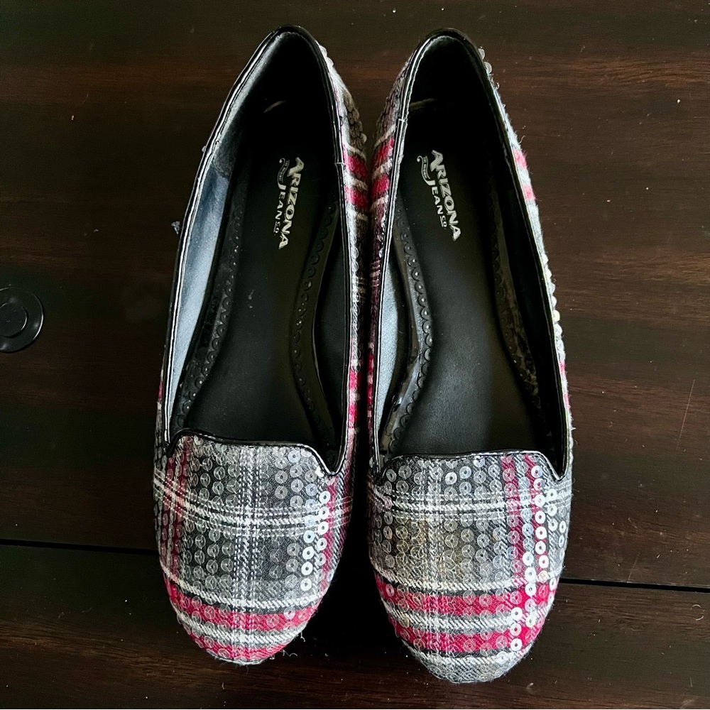 Arizona Jean Co. Sasha Plaid Sequins Flat Shoes